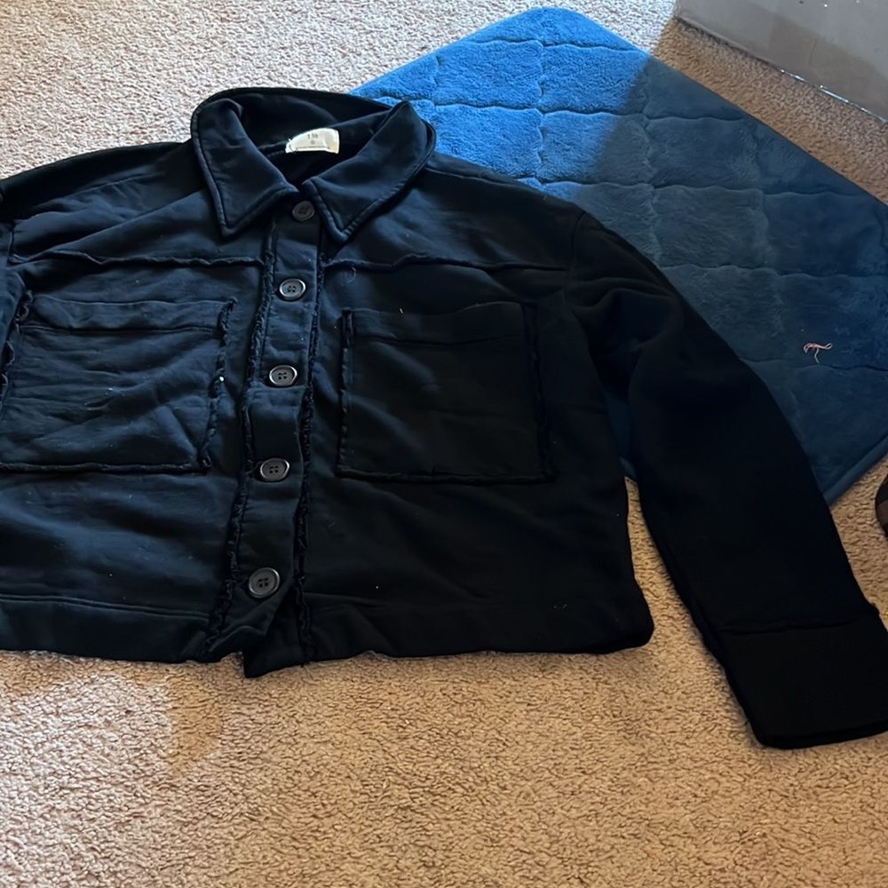 NWOT Anthropologie t.la black sweatshirt cardigan small - Picture 2 of 8